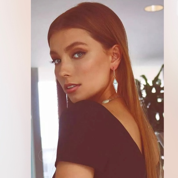 NEW Erica Nikol Blue Opal and Gold Tone Earrings - Picture 2 of 3